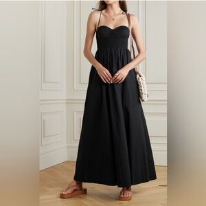 Staud Landry Dress Black Maxi Tie Shoulder